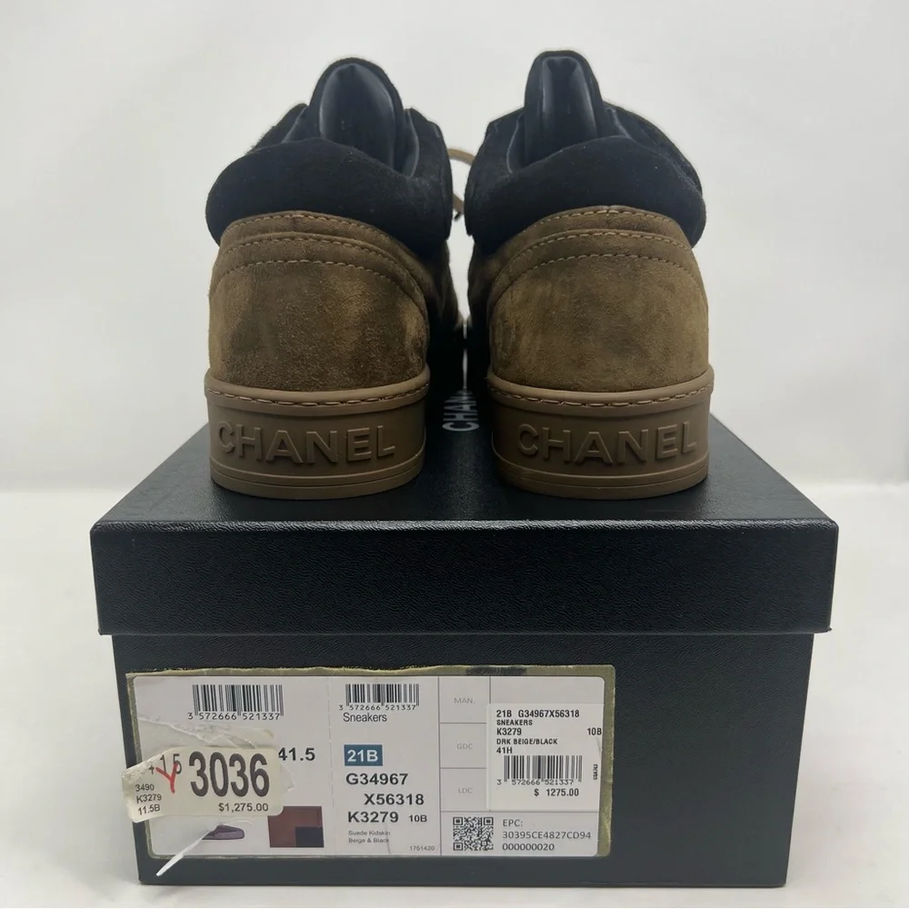 Chanel Suede Logo Strap Low Top Sneakers Size 41.5 / 10.5 NEW WITH BOX - Picture 5 of 16